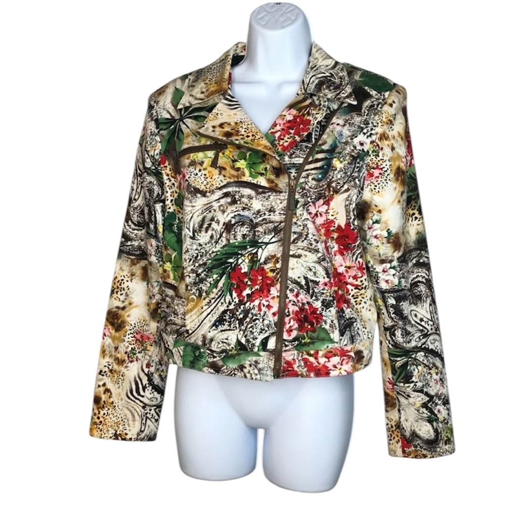 Y2K Vintage LL New York Crop Jacket | Multi Print | Size 8